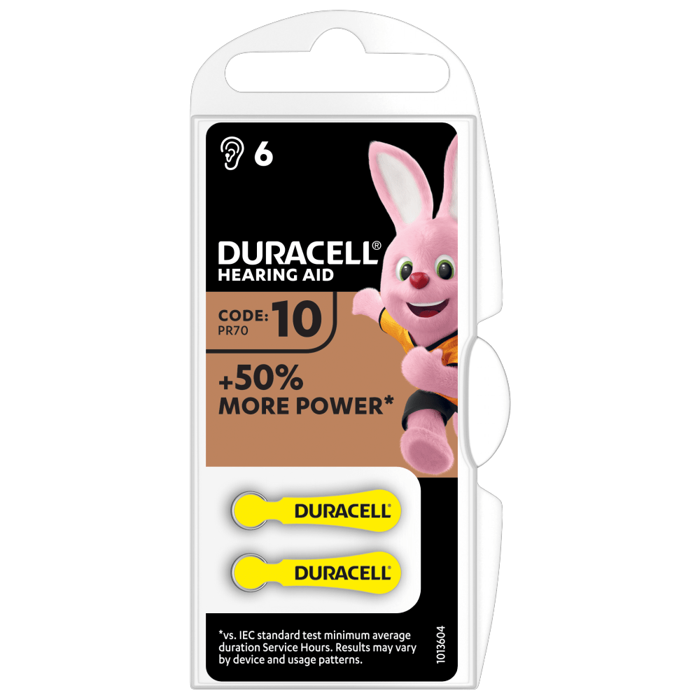 10 - Batteria Duracell per apparecchi acustici Lunga durata Blister 6pz