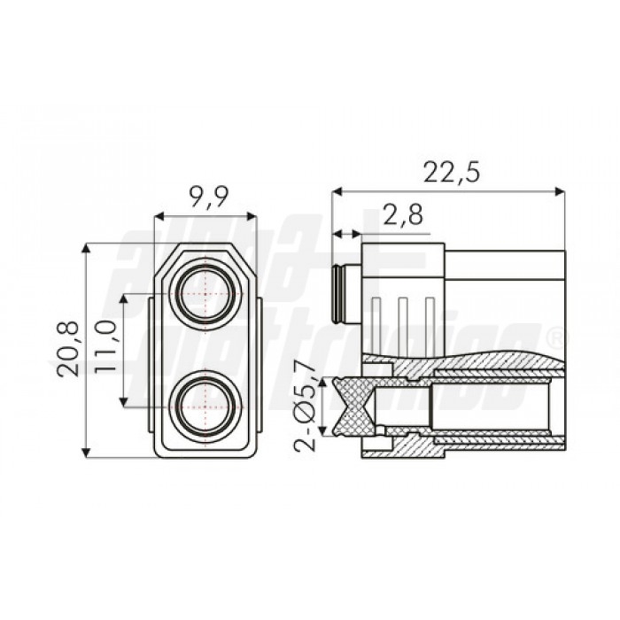 Connettore XT90 per batteria - Femmina - immagine 3