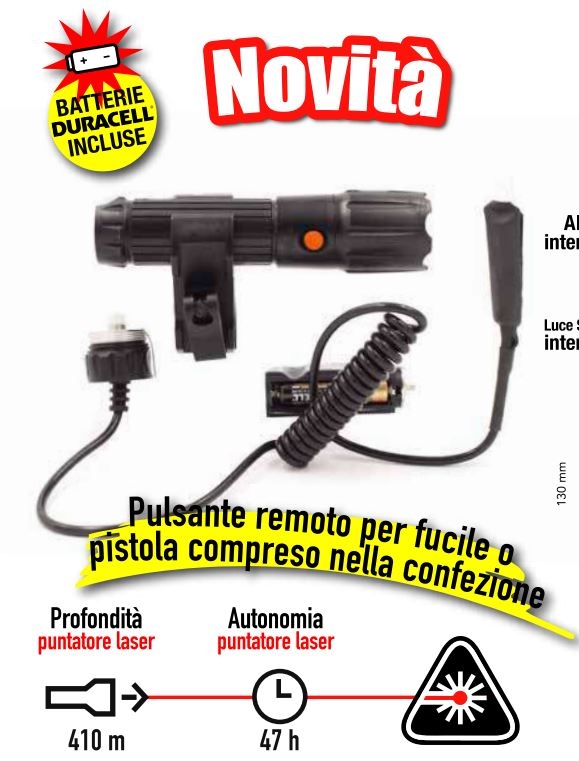 TACTICAL - Torcia tattica professionale puntatore laser rosso - immagine 2