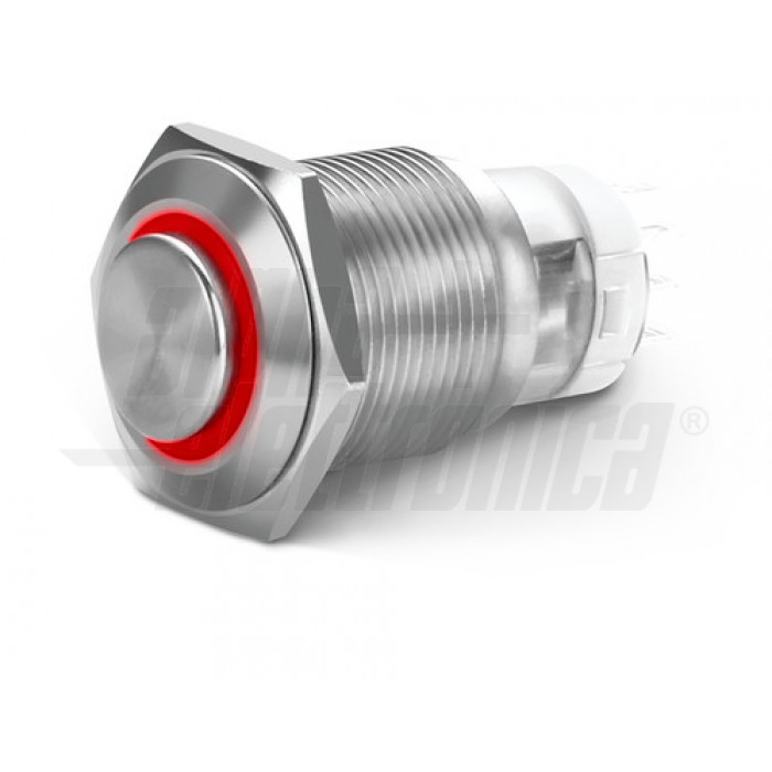 Interruttore antivandalo diam. 16mm luminoso - Led ROSSO (24V)