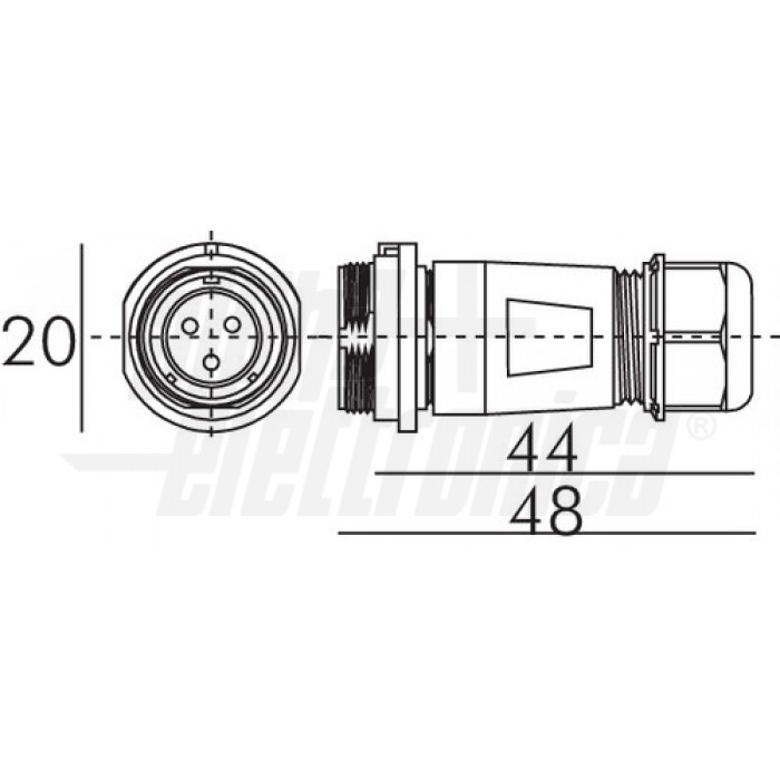 Connettore circolare presa volante serie SP13 3 poli - 13 A - IP68 - immagine 2