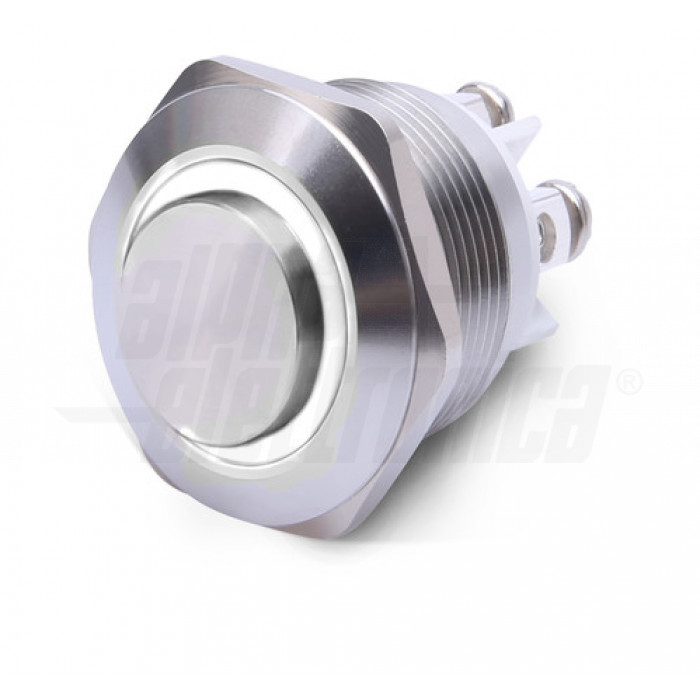 Pulsante antivandalo foro 16mm terminali a vite IP65 – Led BIANCO