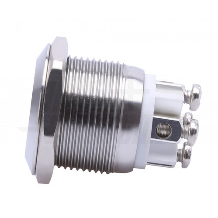 Pulsante antivandalo foro 19mm terminali a vite IP65 – Led BIANCO - immagine 2