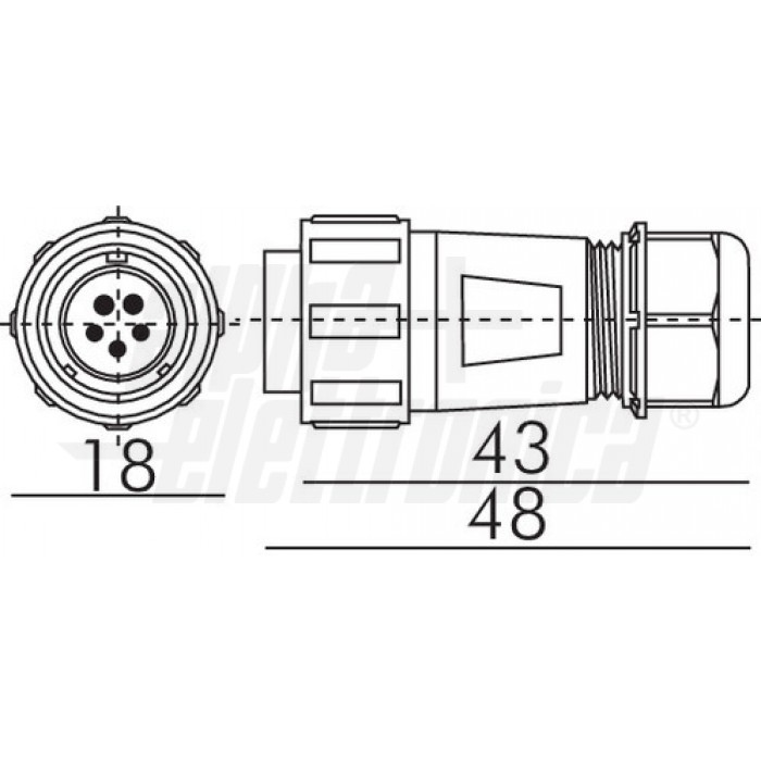 Connettore circolare spina volante serie SP13 5 poli - 5A - IP68 - immagine 2