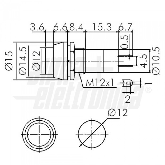 Pulsante NERO 1P SPST OFF/(ON) N.A.  2 terminali a saldare - immagine 2