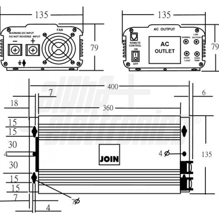 Inverter Onda modificata 1500W Ingresso: 24Vdc, Uscita: 230Vac - immagine 2