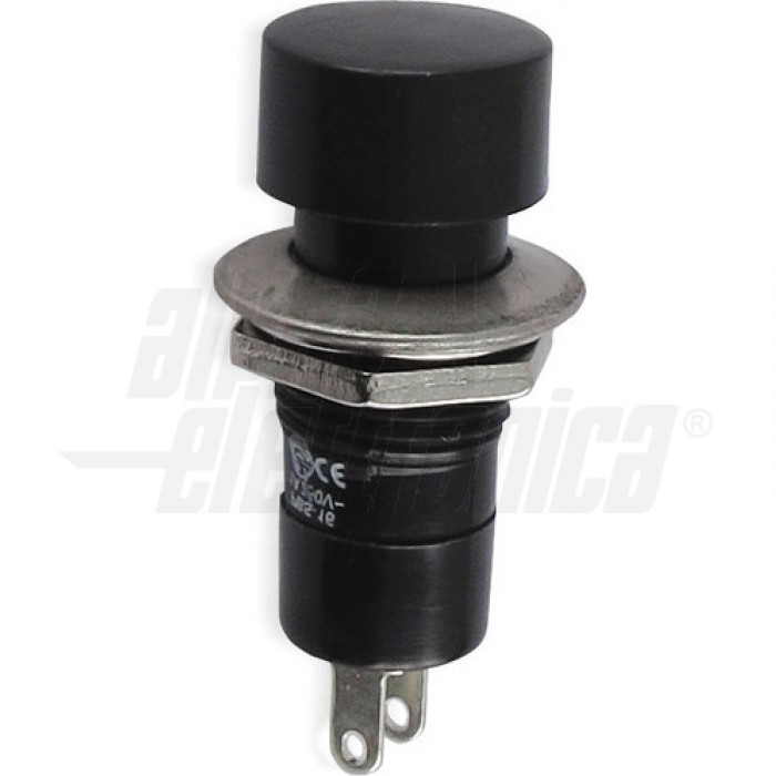 Pulsante NERO 1P SPST OFF/(ON) N.A. 2 terminali a saldare foro 12mm