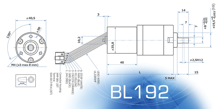 BL192.24.13 Motoriduttore BRUSHLESS 24V 370/255 rpm - immagine 2