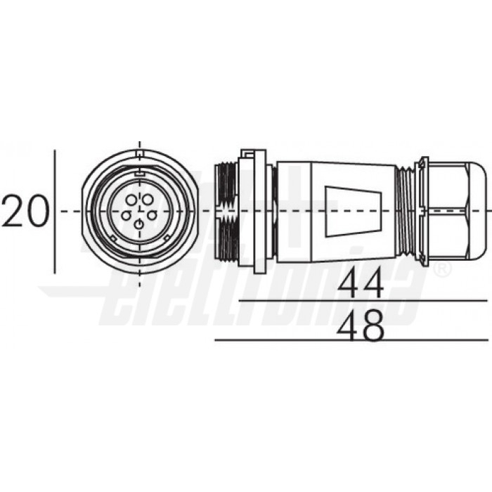 Connettore circolare presa volante serie SP13 5 poli - 5A - IP68 - immagine 2