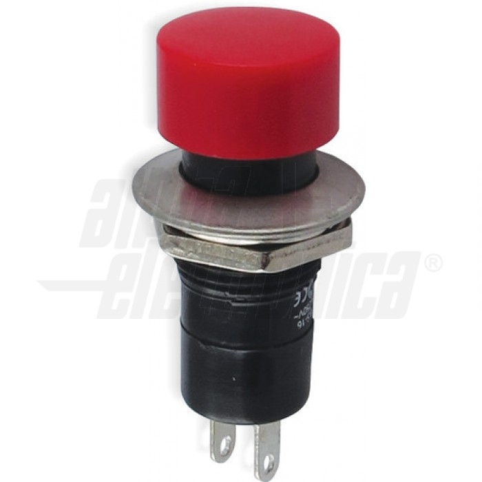 Pulsante ROSSO 1P SPST OFF/(ON) N.A. 2 terminali a saldare foro 12mm