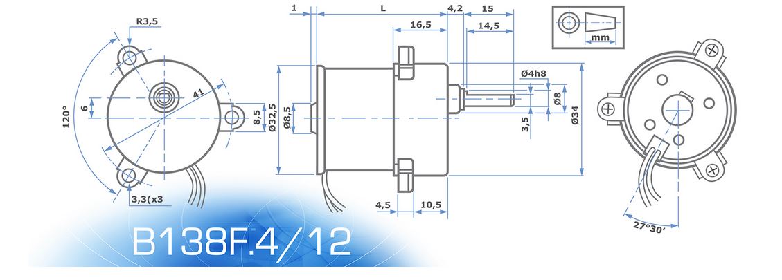 B138F.4/12.12 Motoriduttore 12V 320/250 rpm - immagine 2