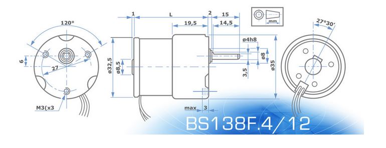 BS138F.4/12.36 Motoriduttore 12V 108/86 rpm - immagine 2