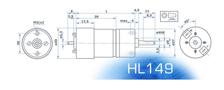HL149.24.10 Motoriduttore 24V 315/220 rpm - immagine 2