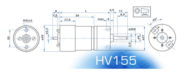 HV155.12.10 Motoriduttore 12V 660/460 rpm - immagine 2