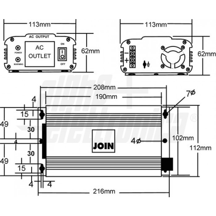 Inverter Onda modificata  600W Ingresso: 12Vdc, Uscita: 230Vac - immagine 2