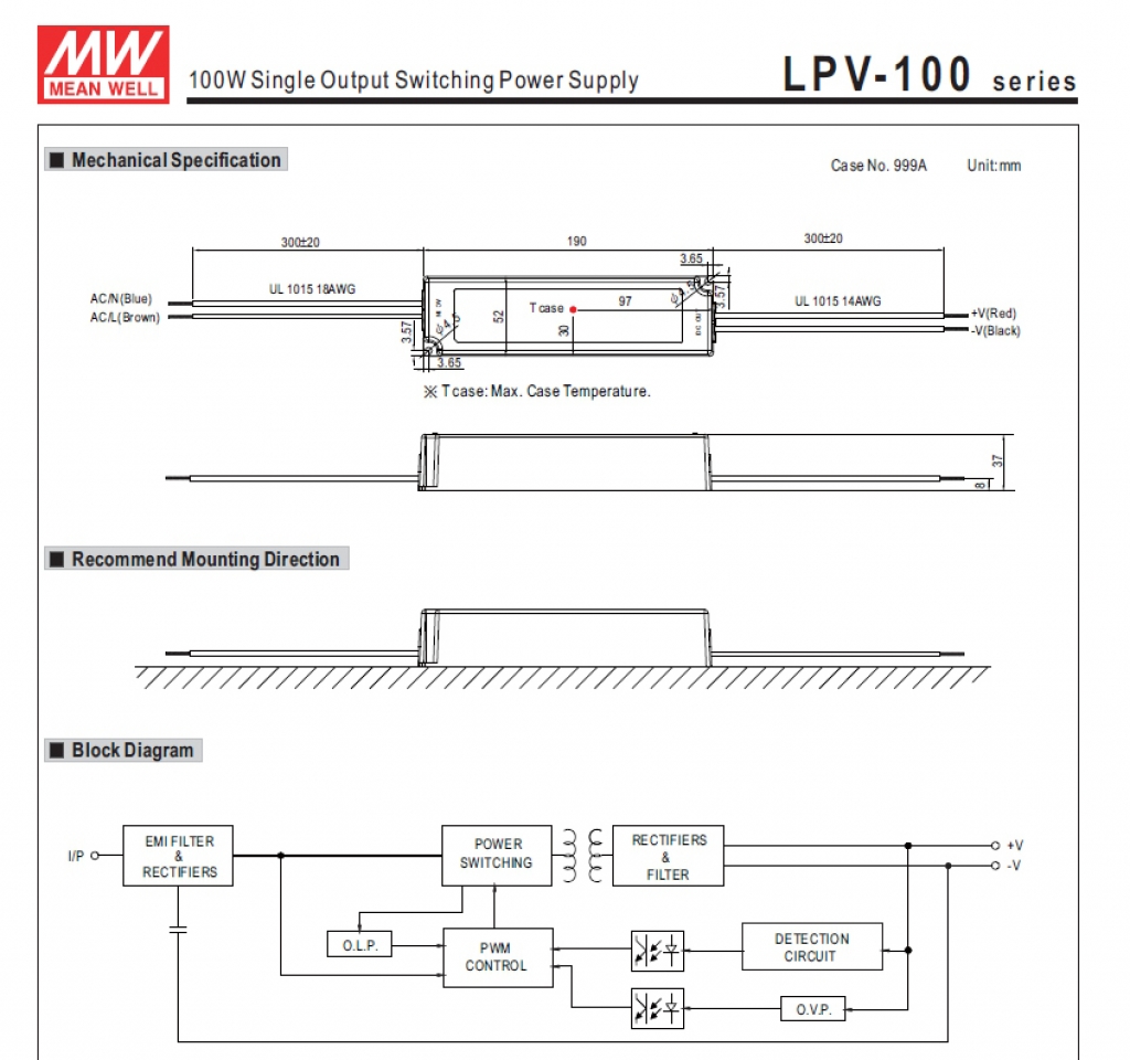 LPV-100-12 Alimentatore 100W 12V 8.5A IP67 - immagine 2
