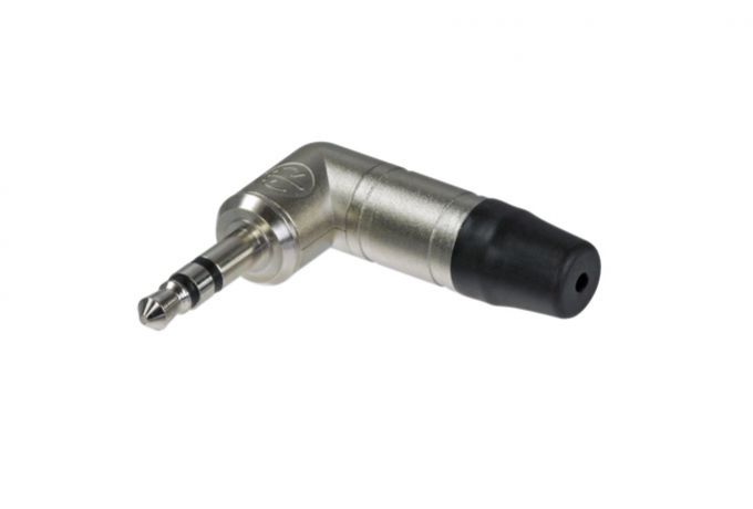 NTP3RC Jack 3,5 stereo maschio a 90° con alloggiamenti e contatti nickel