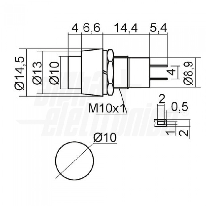 Pulsante bistabile NERO 1P SPST ON/OFF 2 terminali a saldare foro 12mm - immagine 2