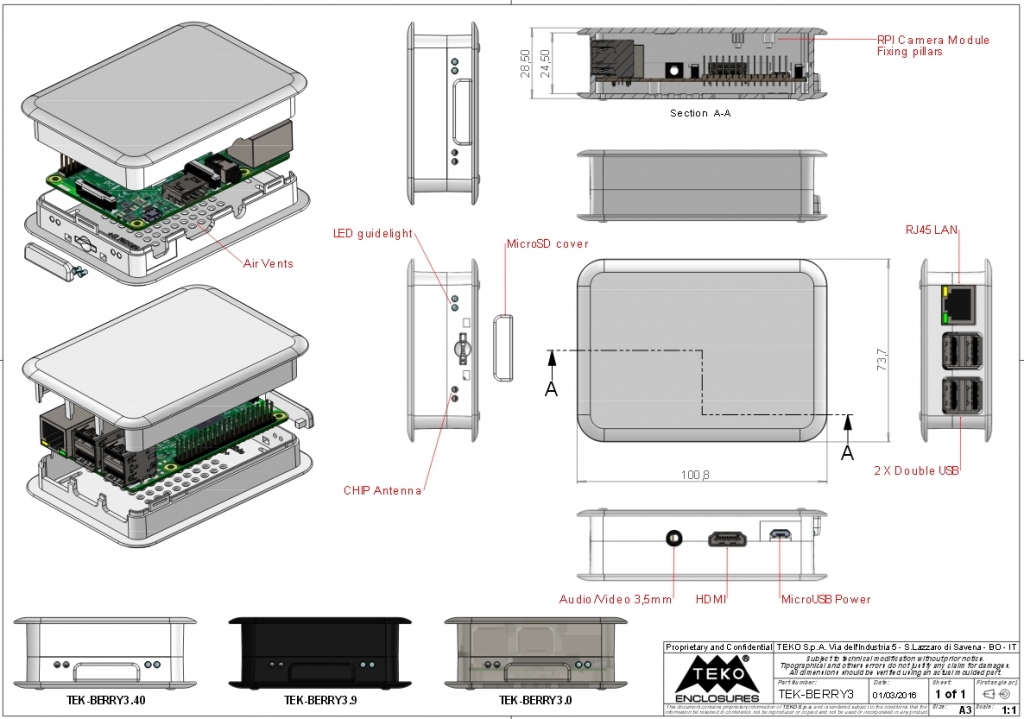TEK-BERRY3.40 - Case BIANCO per Raspberry Pi 3 - immagine 2