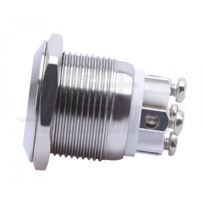 Pulsante antivandalo foro 19mm terminali a vite IP65 – Led ROSSO - immagine 2