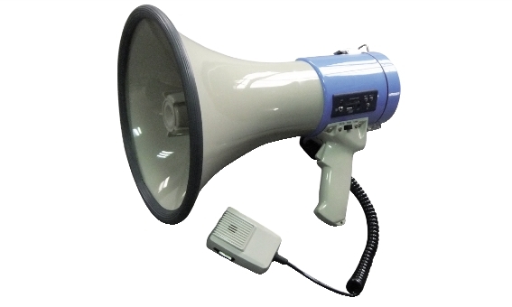 Megafono 25W con sirena, microfono estraibile, ingresso USB/SD