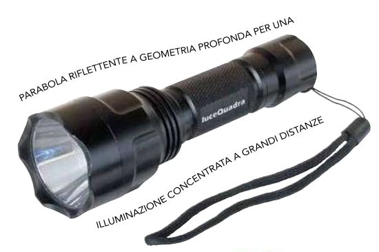 REX - Torcia ricaricabile in alluminio IP65 900 lumen parabola ottica