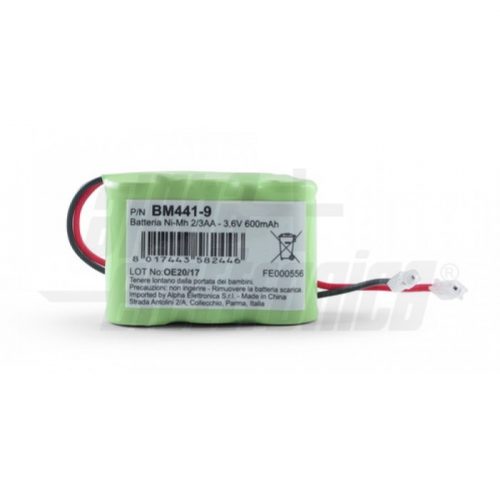 Pacco batterie Ni-Mh 2/3AA 3,6V 600mAh - ricaricabile con connettore