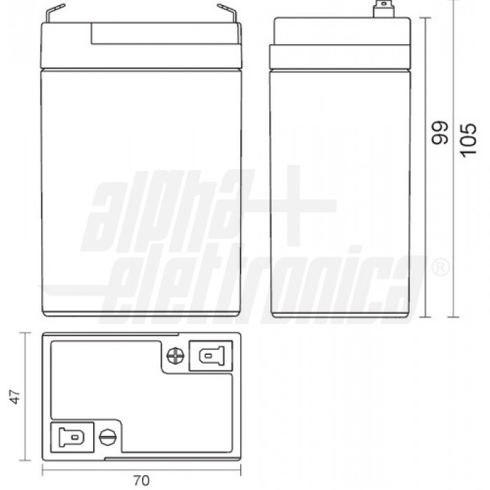 BP06-4,5 Batteria al piombo 6V 4,5Ah - AGM faston 4.8mm - immagine 2