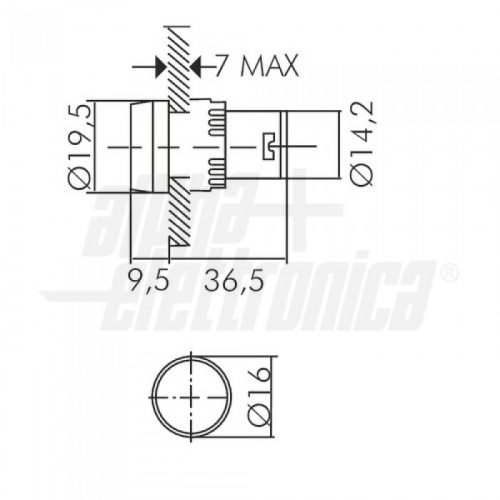 Indicatore Led da pannello - 12Vac/dc - Blu - immagine 2