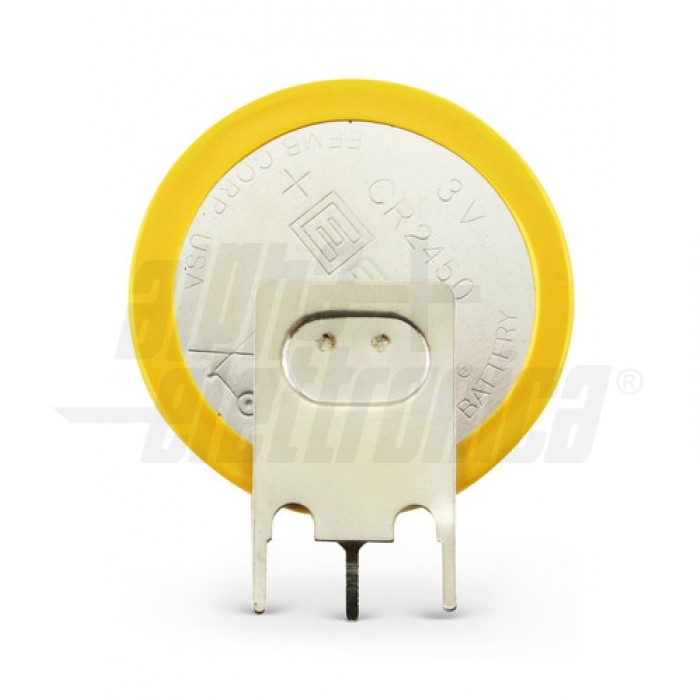 Pila Litio CR2450 3V 560mAh - pin per PCB montaggio verticale