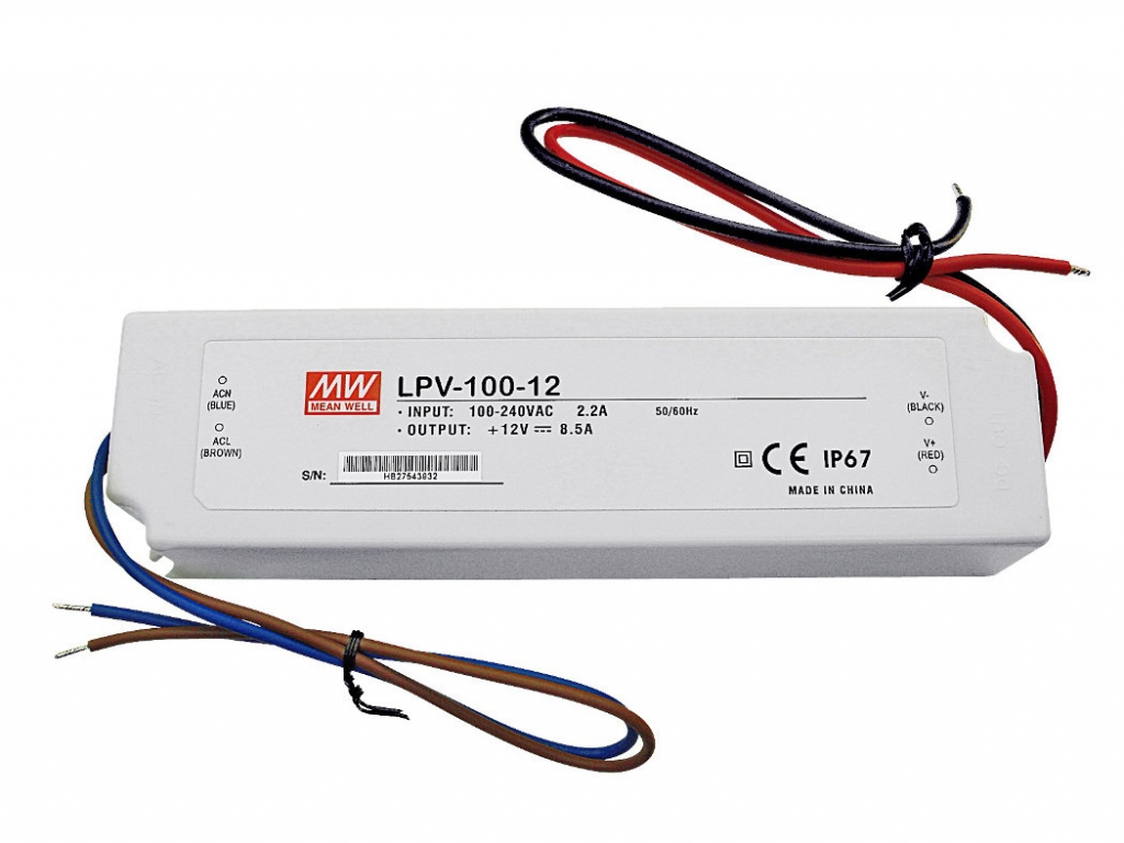 LPV-100-12 Alimentatore 100W 12V 8.5A IP67