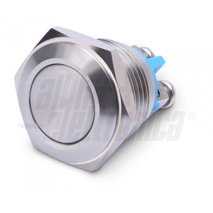 Pulsante antivandalo PIATTO diametro 16mm IP65 terminali a vite