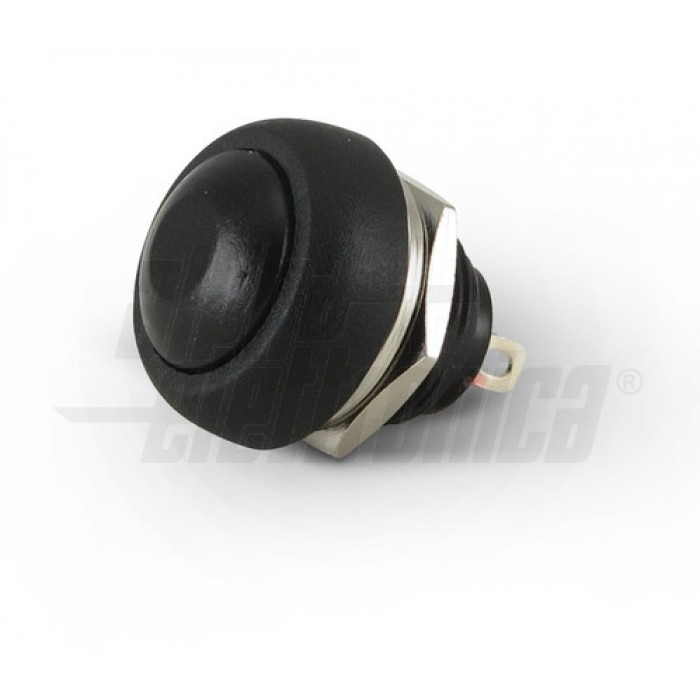 Pulsante NERO 1P OFF/(ON) N.A. 2 terminali a saldare foro 12mm