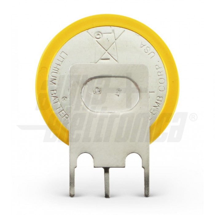 Pila Litio CR2032 3V - pin per PCB montaggio verticale