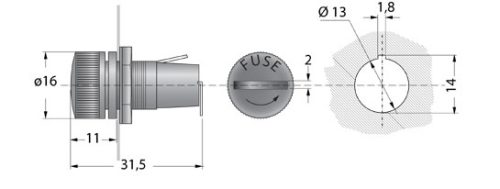 Portafusibile da pannello per fusibile 5x20 6.3A 250V - immagine 2