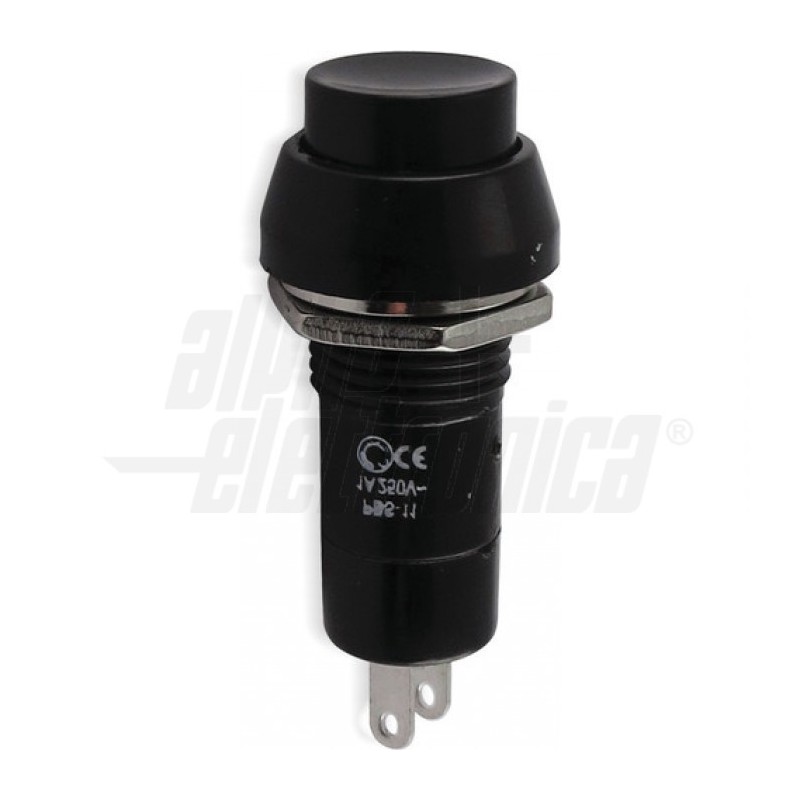 Pulsante bistabile NERO 1P SPST ON/OFF 2 terminali a saldare foro 12mm