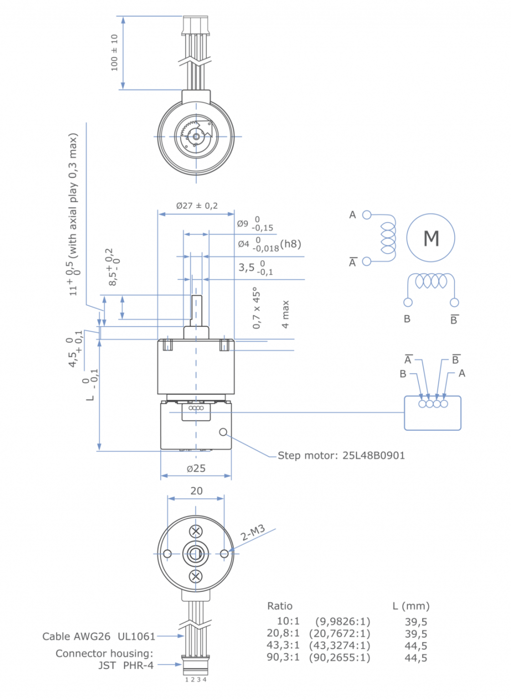 SM155.25L.90 - Step motor Max Speed 17 rpm - immagine 2