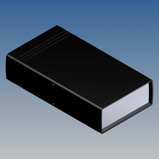 10004.9 Contenitore in ABS NERO con pannelli frontali in alluminio