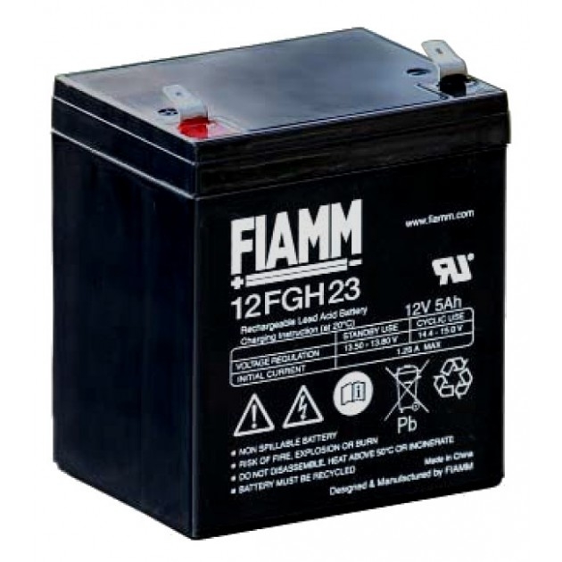 12FGH23 FIAMM - Batteria al piombo AGM 12V 5Ah Faston 6.3mm