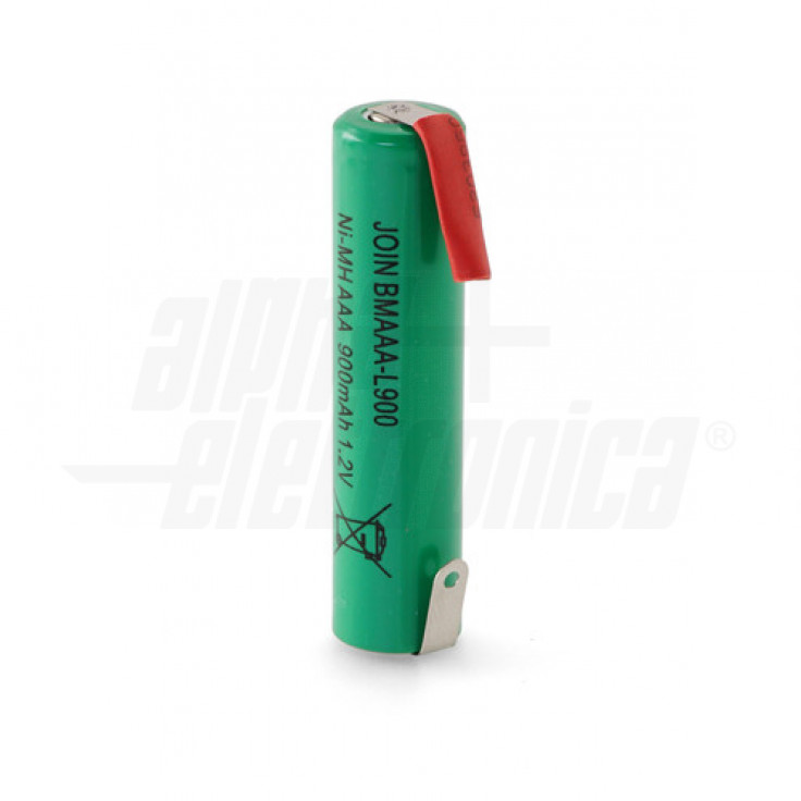 Batteria Ni-Mh AAA 1,2V  900mAh - ricaricabile lamelle a saldare