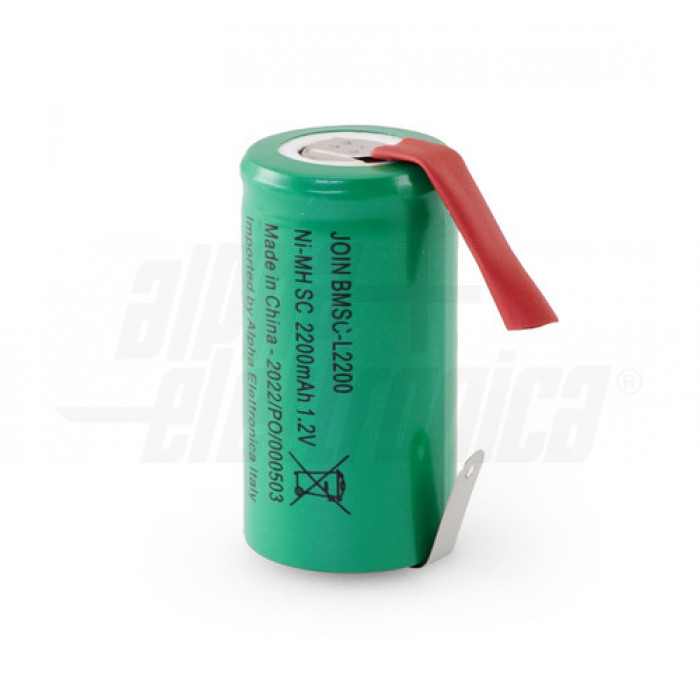 Batteria Ni-Mh formato SC 1,2V 2200mAh - ricaricabile lamelle a saldare