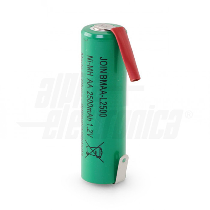 Batteria Ni-Mh AA 1,2V 2500mAh - ricaricabile con lamelle a saldare