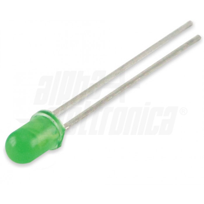 Diodo Led diametro 3mm - Alta luminosità - Lente diffusa - VERDE
