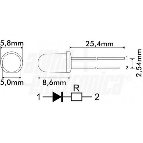 Diodo Led diametro 5mm - Alta luminosità - BIANCO CALDO - immagine 2