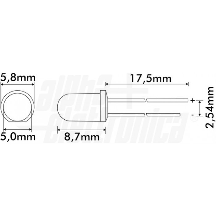 Diodo Led diametro 5mm - Lampeggiante - Lente diffusa - BLU - immagine 2
