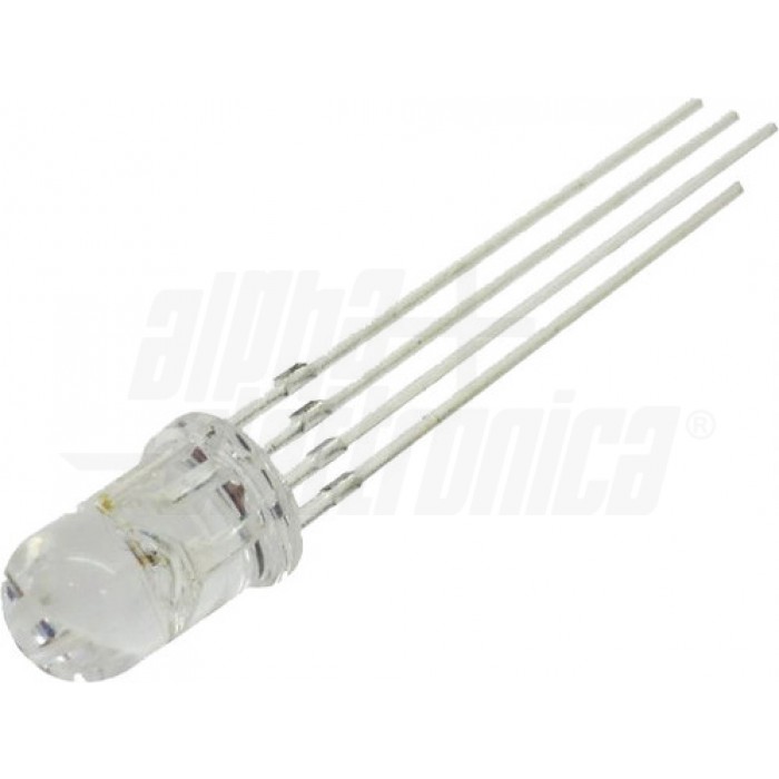 Diodo Led diametro 5mm - Lente trasparente - Rosso/Verde/Blu - 4 pin