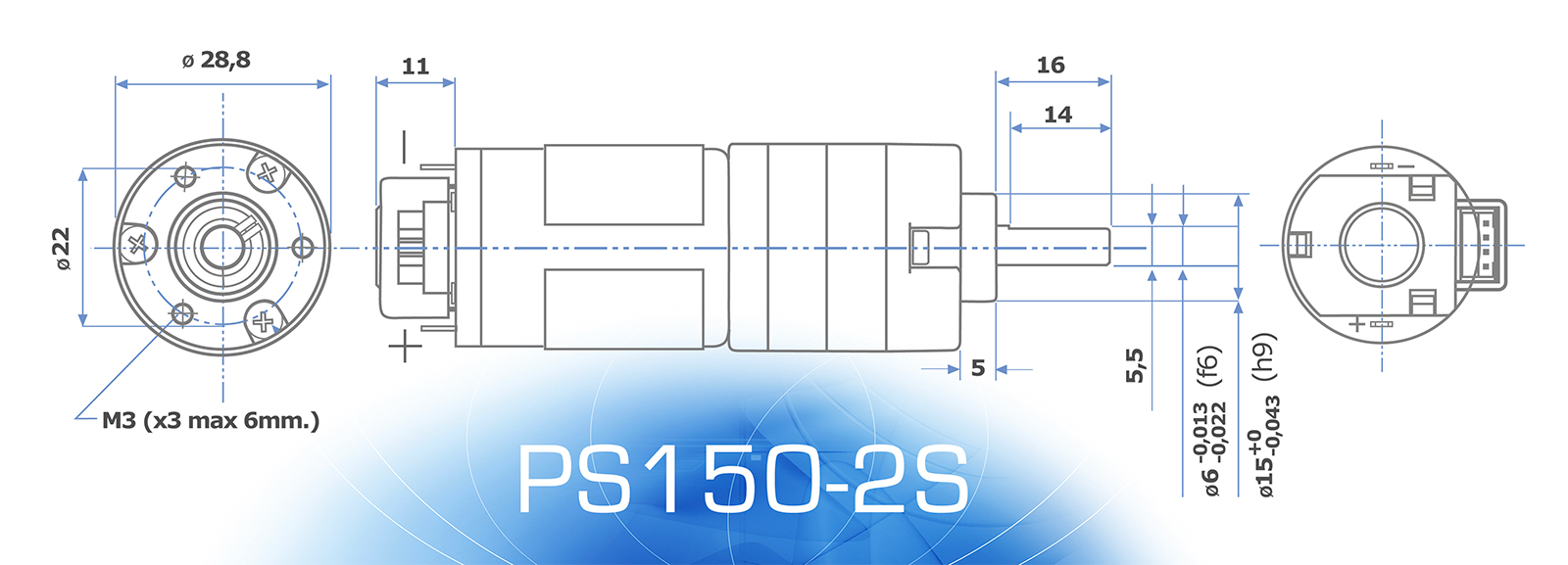 PS150-2S.24.125 Motoriduttore EPICICLOIDALE 24V con ENCODER - immagine 2