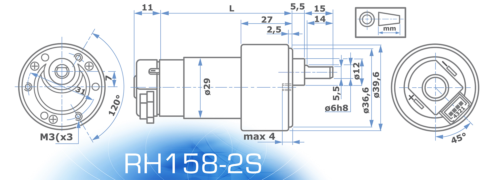 RH158-2S.24.250 Motoriduttore 24V con ENCODER - immagine 2
