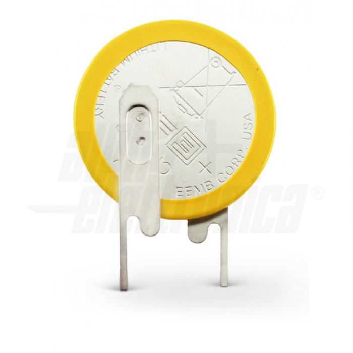 Pila Litio CR2032 3V 210mAh - montaggio verticale 2 pin per PCB