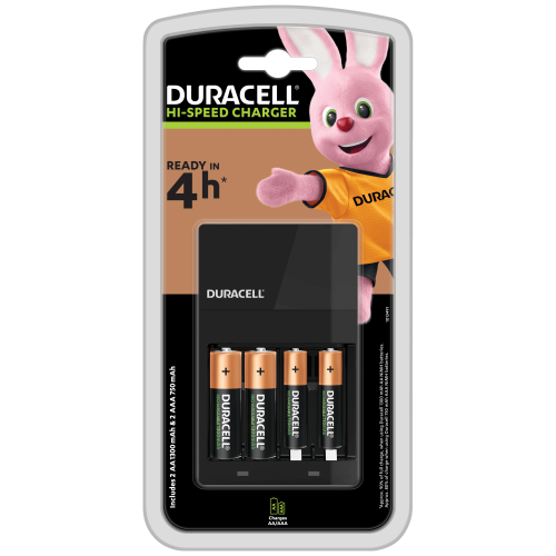 Caricabatterie Duracell 4 ore CEF14 completo di 2 AA e 2 AAA